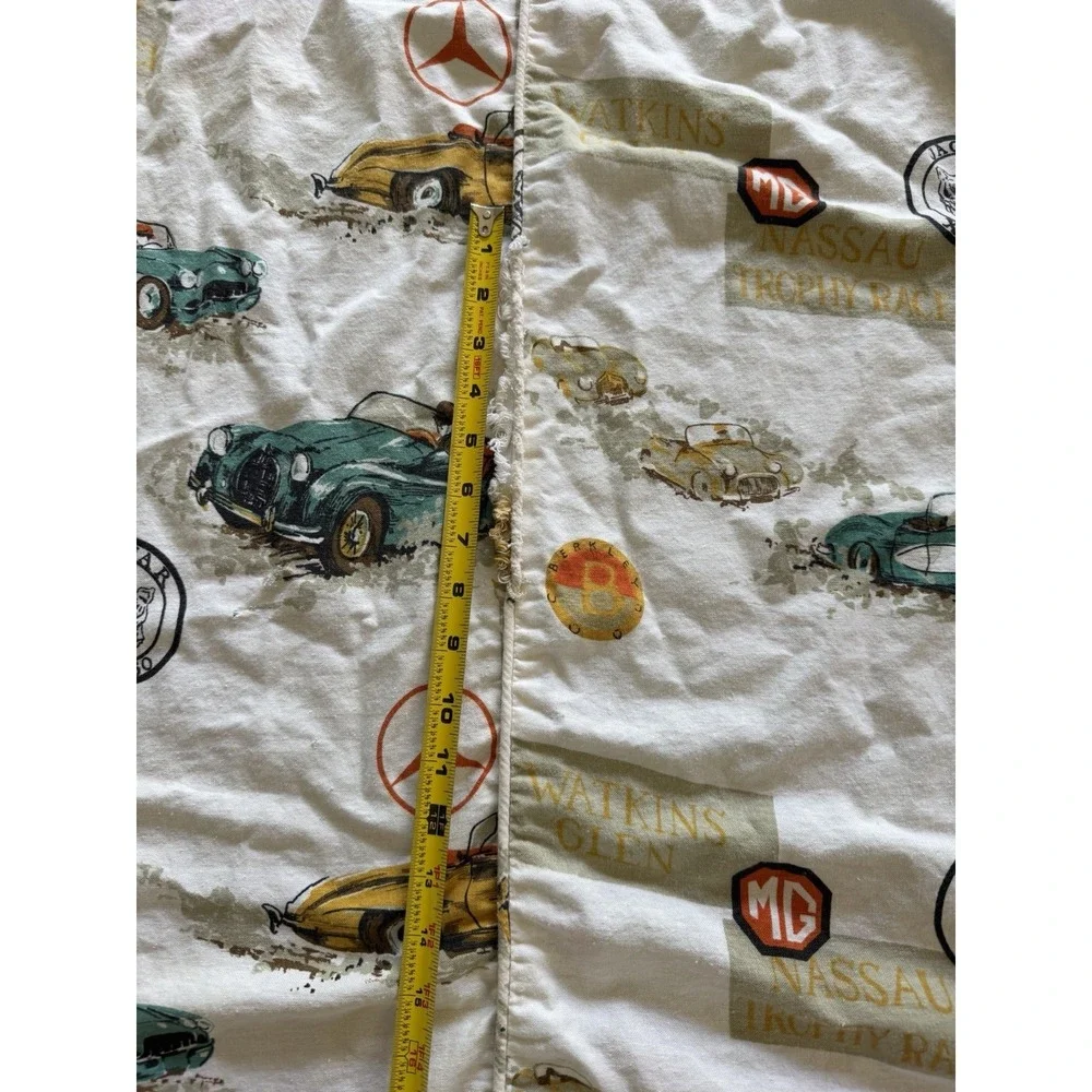 Vtg Racing Bedspread Twin(2) Porsche SCCA & Grand Prix Corvette Alfa Romeo 1960s